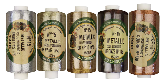 Metallized lace threads